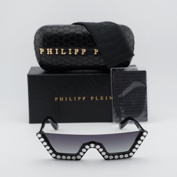 Philipp Plein SPP031S 0700 Shield Sunglasses - Black/Grey - Picture 8 of 11